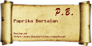 Paprika Bertalan névjegykártya